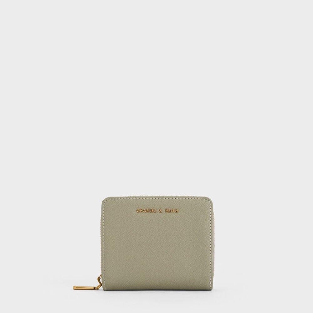 Charles & Keith Classic Zip Mini Wallet in Sage Green
